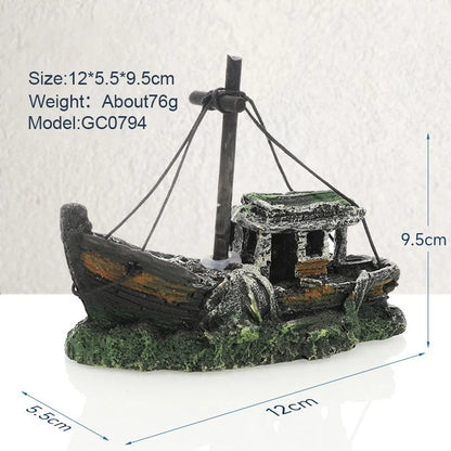 Decoração de Aquário – Barco Afundado