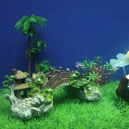 Decoração de Aquário Ponte com Árvore e Pavilhão
