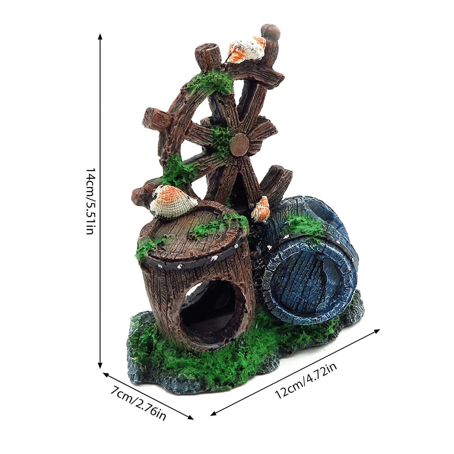 Decoração de Aquário Ponte com Árvore e Pavilhão